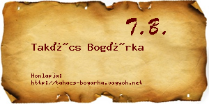 Takács Bogárka névjegykártya
